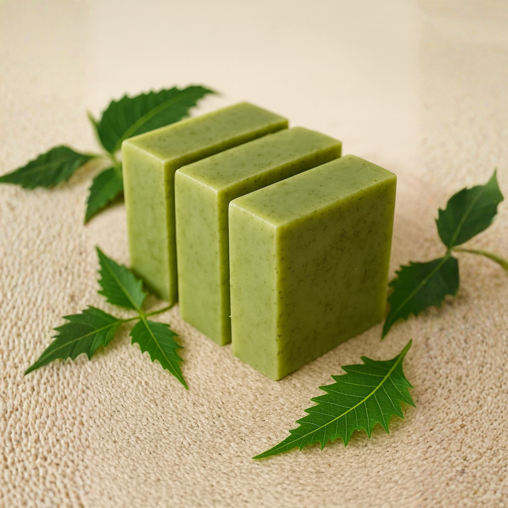 Natural herbal neem tulsi soap from Surat Gujarat for acne control.