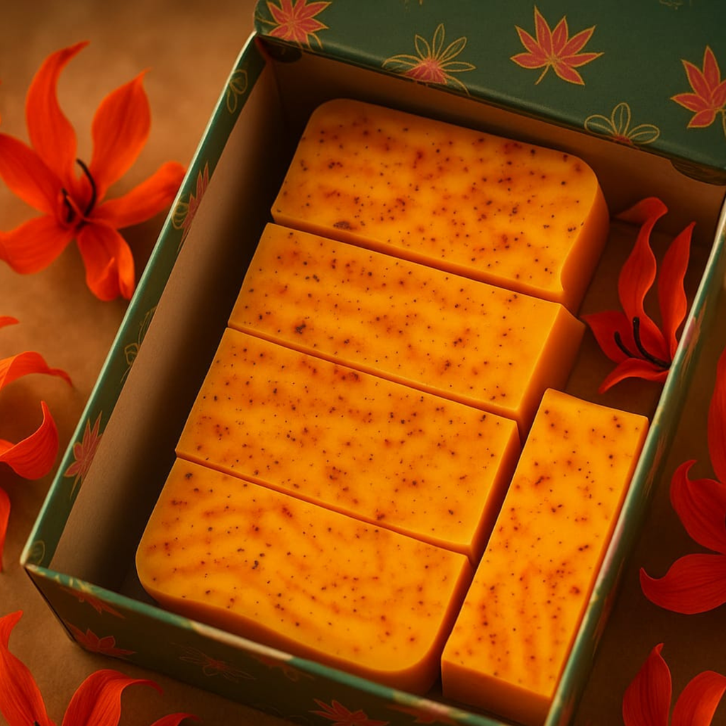 Palash natural handmade soap for all skin types with aloe vera gel and herbal extracts.
